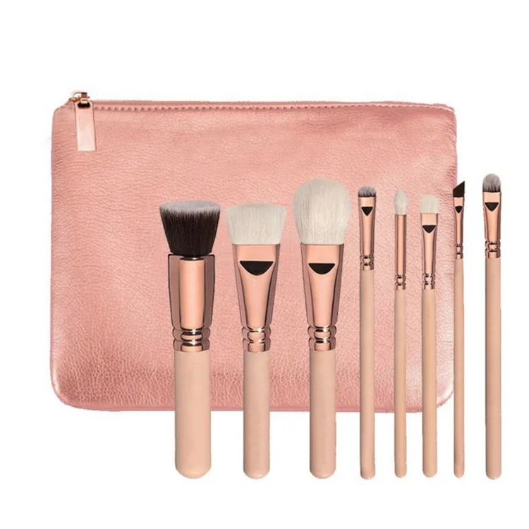 
Professional Wood Handle Natural Hair 15pcs Makeup Brush Set with Luxury Cosmetic PU Bag 