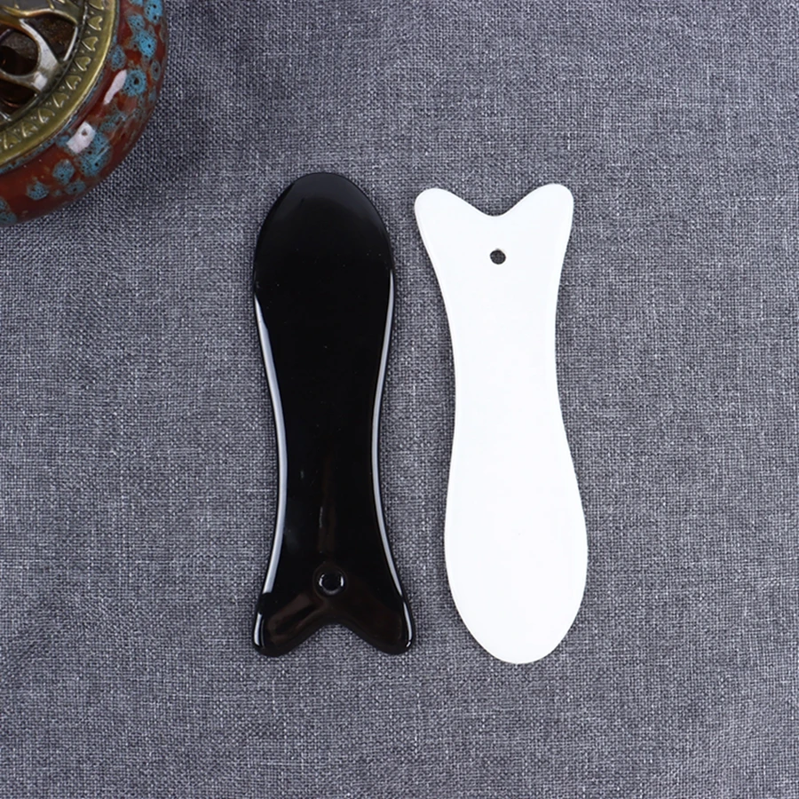 New Design Porcelain Fish Shape Microcrystalline Ceramic Facial Guasha Tool Massage Rose Gua Sha Board