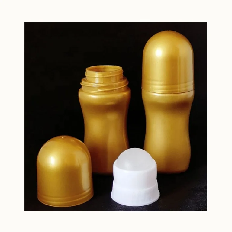 Gold plastic bottle 30ml 50ml Deodorant roll on Bottle can print LOGO