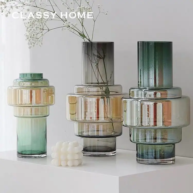 European creative glass vase modern simple home flower arrangement decoration
