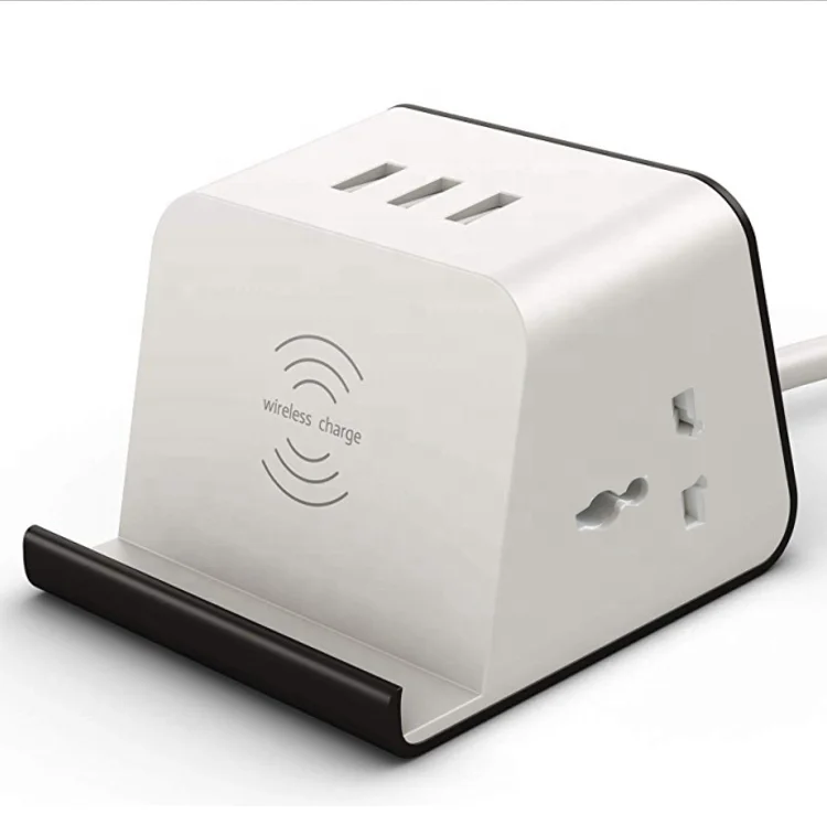  Hot selling universal outlet socket with Surge Protector smart power strip 2AC 3usb and wireless charger