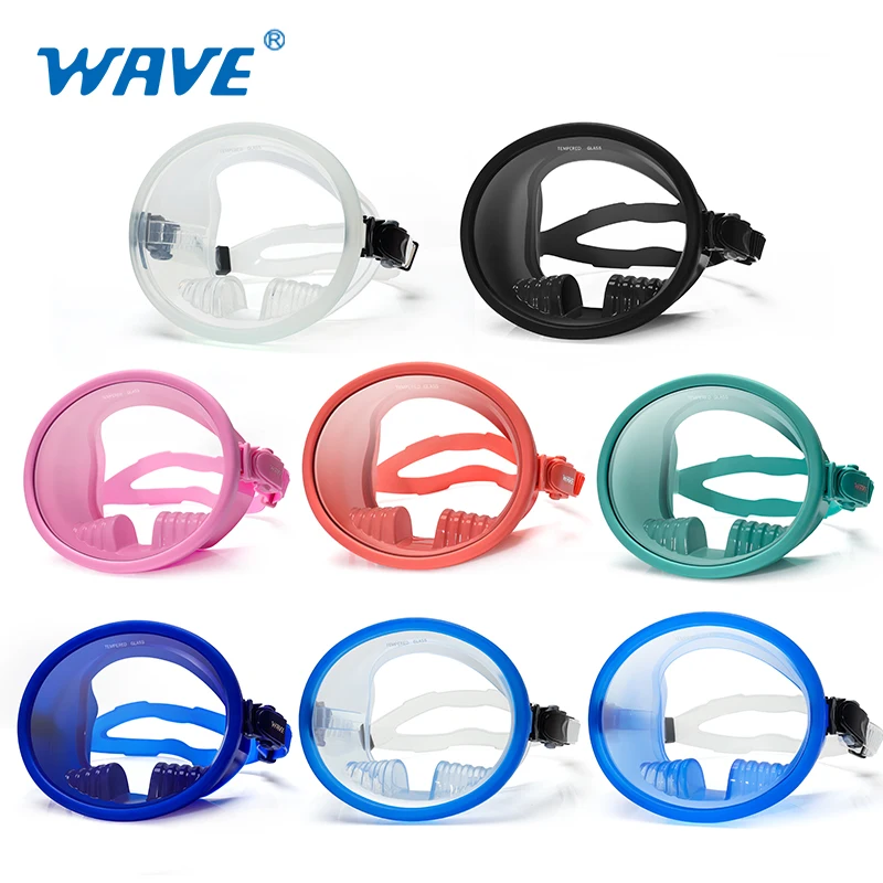Guangzhou Vanguard Round uv anti fogging black freediving resistant resin lens funny scuba full face dive Oval diving mask