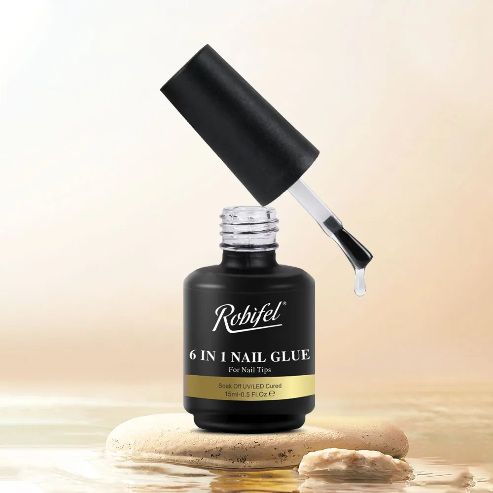 6-in-1 Function 15ml Nail Glue Soak-Off UV/LED Cured Top Model Gel Polish Crystal Clear Color Transparent Moisturizing Supplier