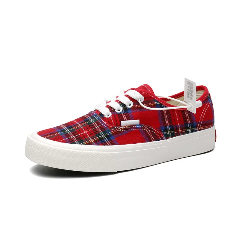 Spring niche plaid low-top canvas shoes New student street skate shoes