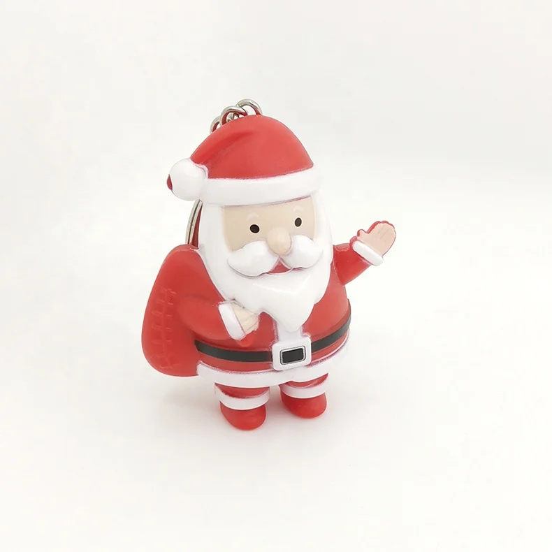 Light up Santa Claus keychain with sound making,LED sound keychain,Christmas keyring Toys Christmas Led Xmas
