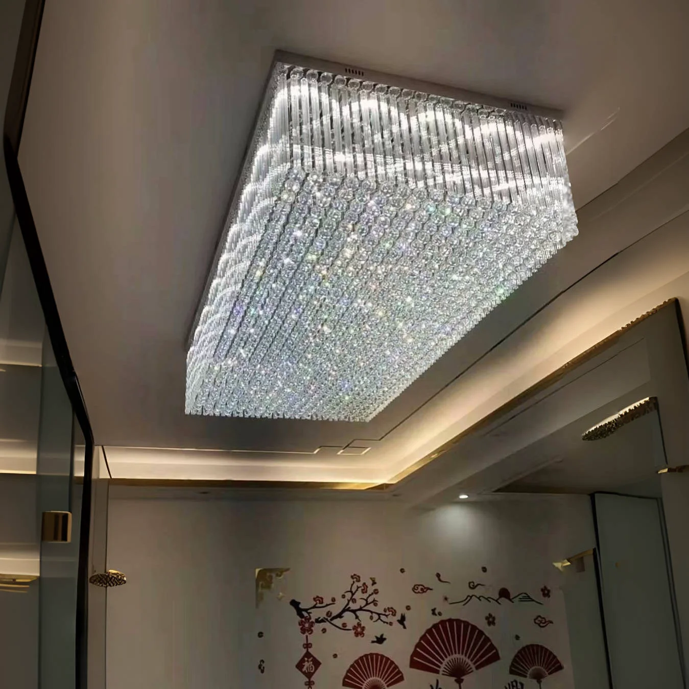 Zhongshan square shade light decoration hotel vintage lamp restaurant lighting luxury Chandelier for high ceilings