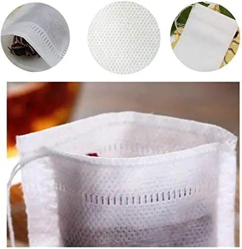 Chinese Factory White Color Disposable Tea Bags with Draw Strings Eco Non Woven Fabric