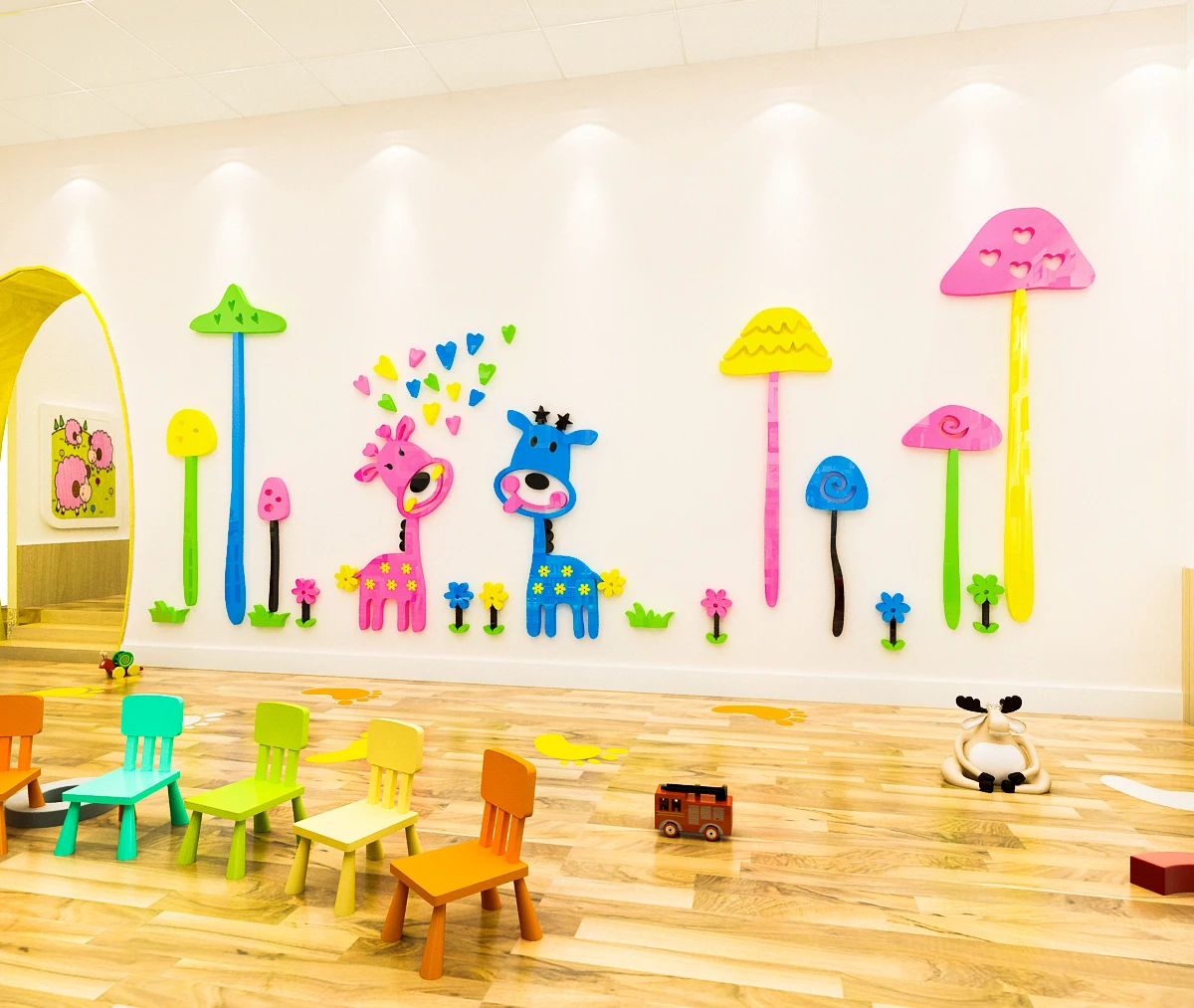 Cartoon Sika Deer 3D acrylic wall decoration home