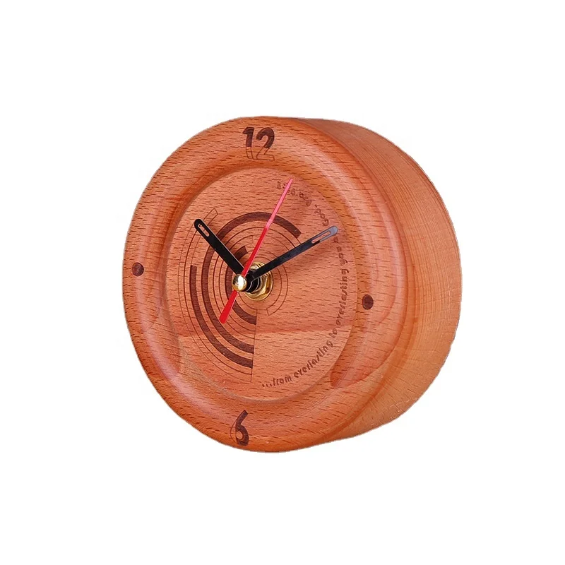 European Multi-style Simple Alarm Clock Home Decor Round Desk Clock Wooden Table Clock