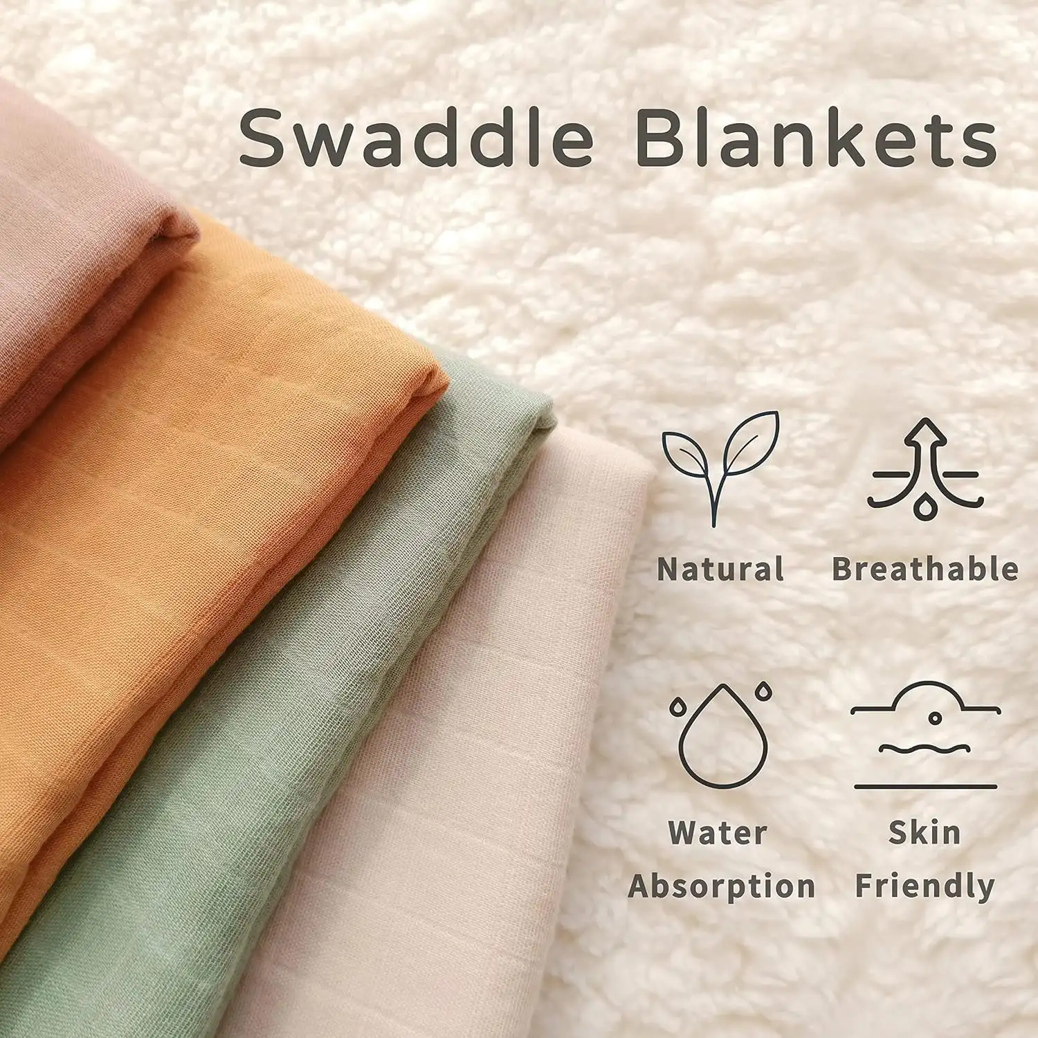 Silky Soft Receiving Blanket Neutral Swaddle Wrap Muslin Swaddle Blanket for Baby Boys and Girls