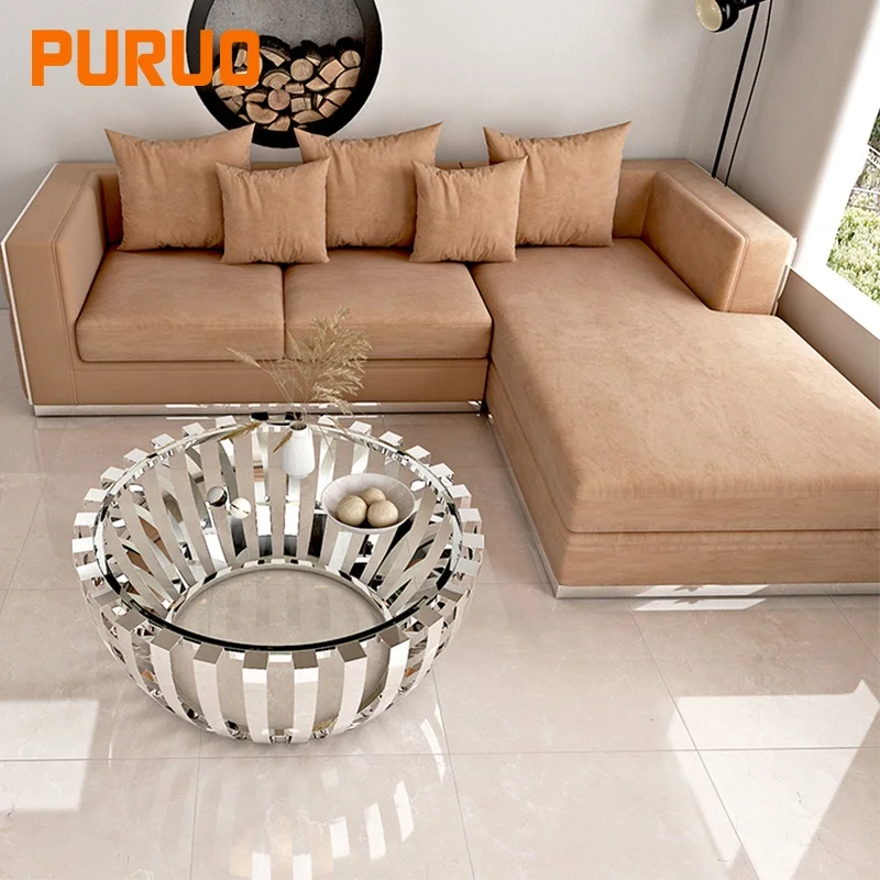 PURUO luxury living room home furniture modern style sectional recliner corner fabric velvet sofa set