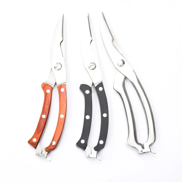 Лидер продаж на Amazon, 10 дюймов, деревянная ручка, Многофункциональные кухонные ножницы, вентиляционные ножницы для птицы, ножницы для морепродуктов