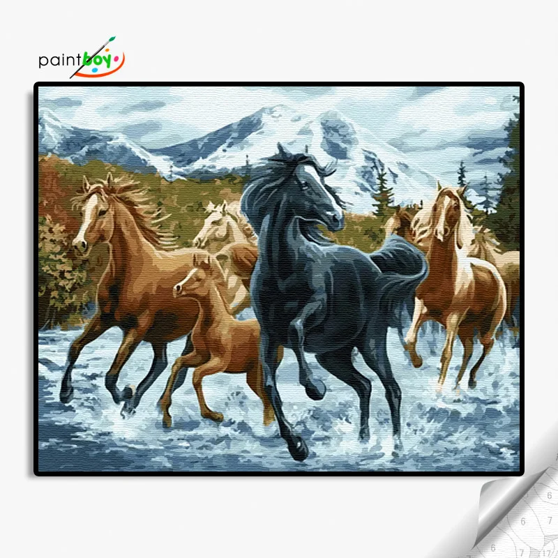 GX36972- 40*50 The horse running handmade artistic wholesale diy oil painting art on canvas by numbers for home decor