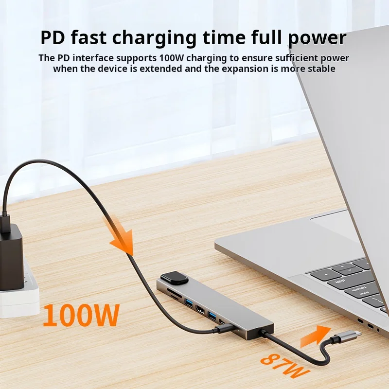 8 в 1 Type C концентратор с HDTV сетью Ethernet TF/SD кард-ридер 2 USB и PD 100 Вт 3 0 RJ45 м для сотовых телефонов ноутбуков