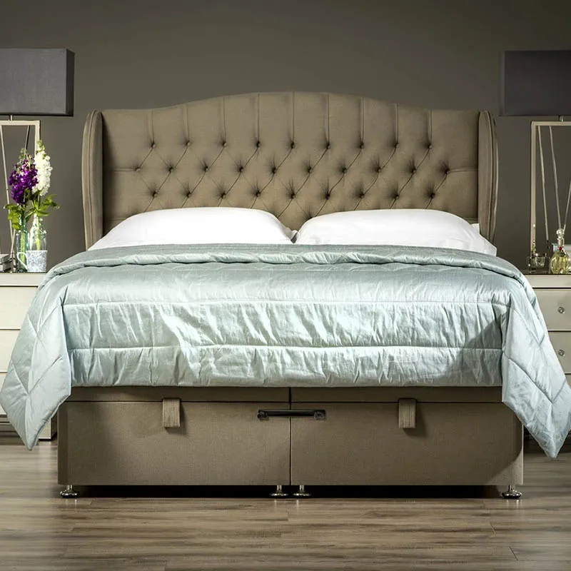 Wholesale Nordic Design Diamond Button Upholstered Bed Luxury Headboard