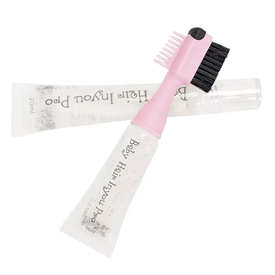 Private Label Baby Hair Edge Control Gel Brush 3 In 1 Strong Hold Baby Hair Brush Comb With Gel