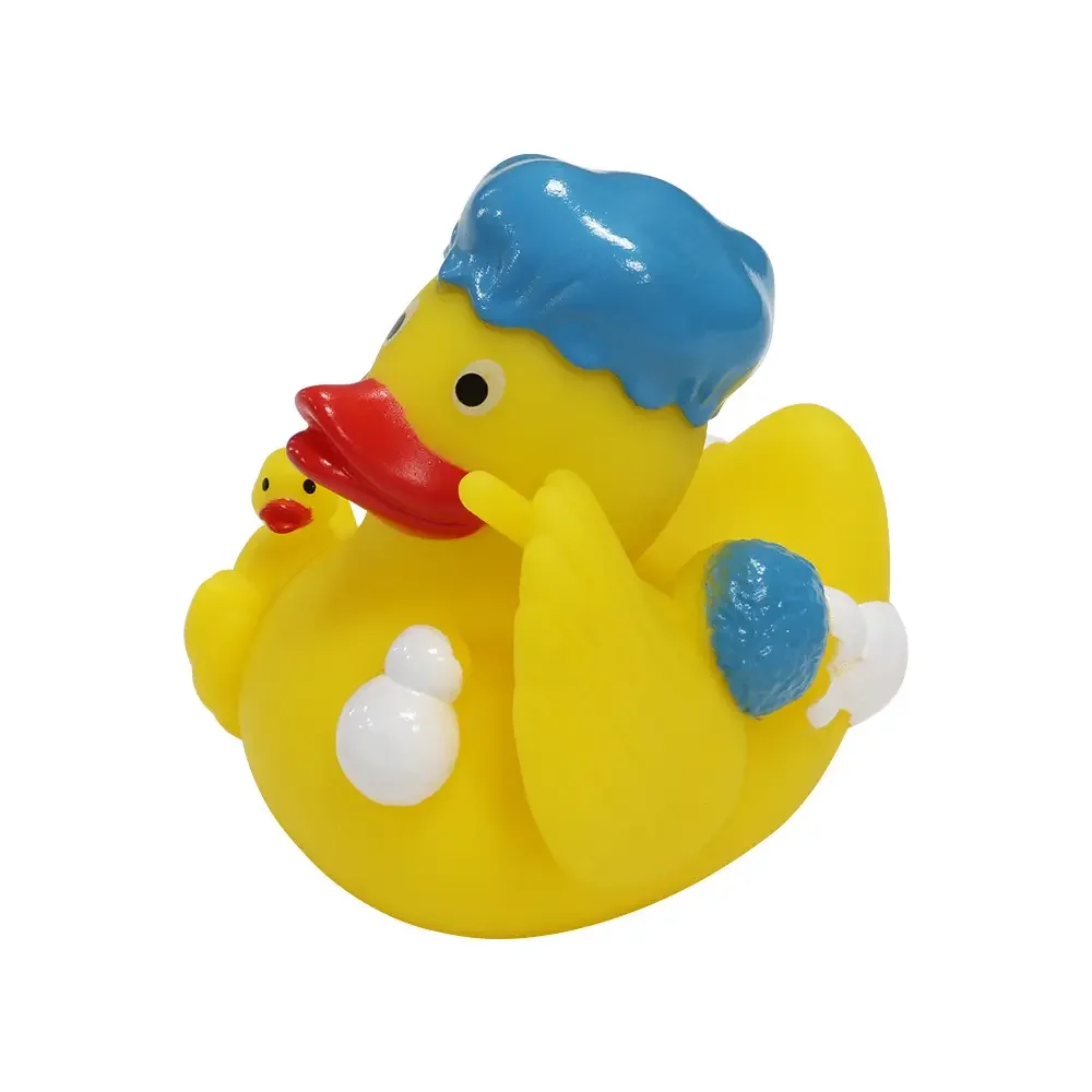 Hot Selling PVC Yellow Rubber Duck Cute Mom Duck in a Blue Hat Manufacturer Customized Floating Baby Bath Duck Toys