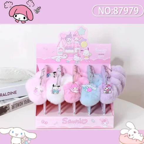 Sanrio Милая мультяшная подвеска в виде шариков для волос нейтральная ручка кулон форме сердца девушек и студентов канцелярские товары плюшевая на