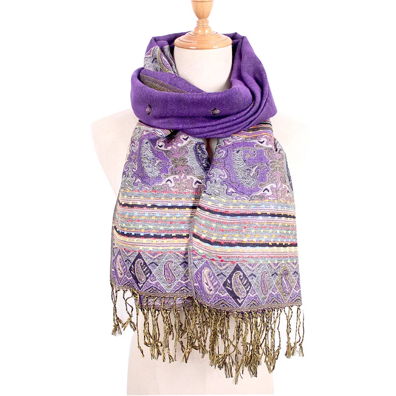 New Design Hot Sale Fashion Women Scarves Retro Dual-use Cashmere Padded shawl Pashmina Shawl