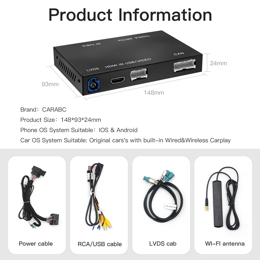 CARABC Wireless Carplay Interface For 2003-2009 Mercedes S Class W221 Support Aftermarket Front/rear Camera