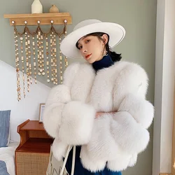 Factory wholesale custom spot winter Solid fox fur jacket short women real fox fur coat luxury natural fur coats fox mink coat