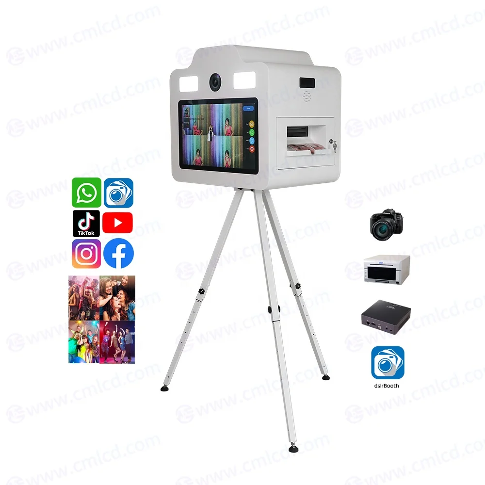 photobooth box with camera and printer 21.5 inch LCD touch screen monitor wedding events instant print kiosk photo booth machine