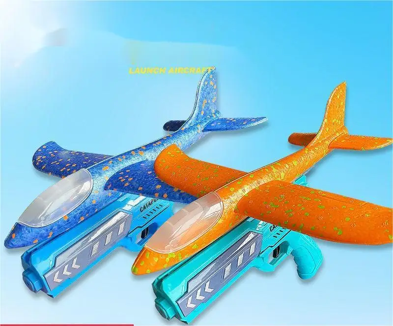 Wholesale Flying Airplane Launcher Toy Gun Led Airplane Launcher Toys Foam Glider Catapult Plane Toy