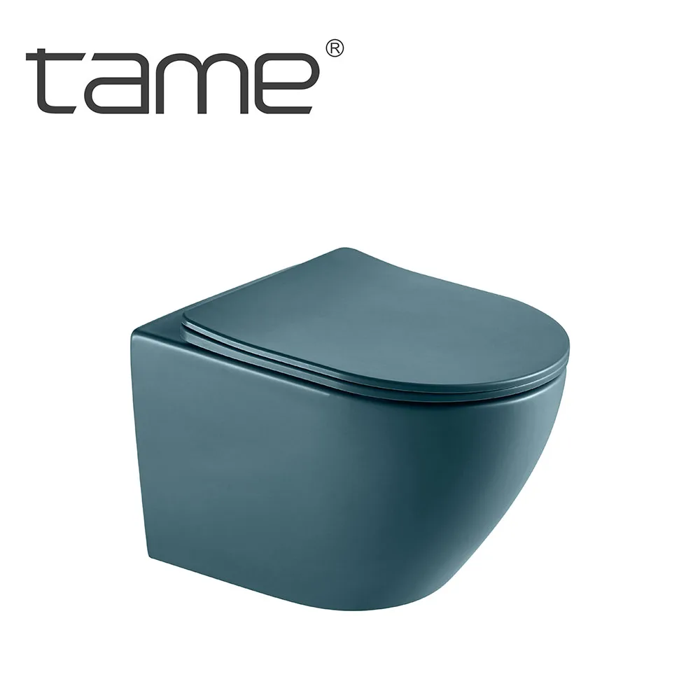 TAME TMYT3035-MSL Modern Design Matt Dark Blue Toilet Sanitary Ware Bowl Wall-hung Toilet WC Bathroom Toilet