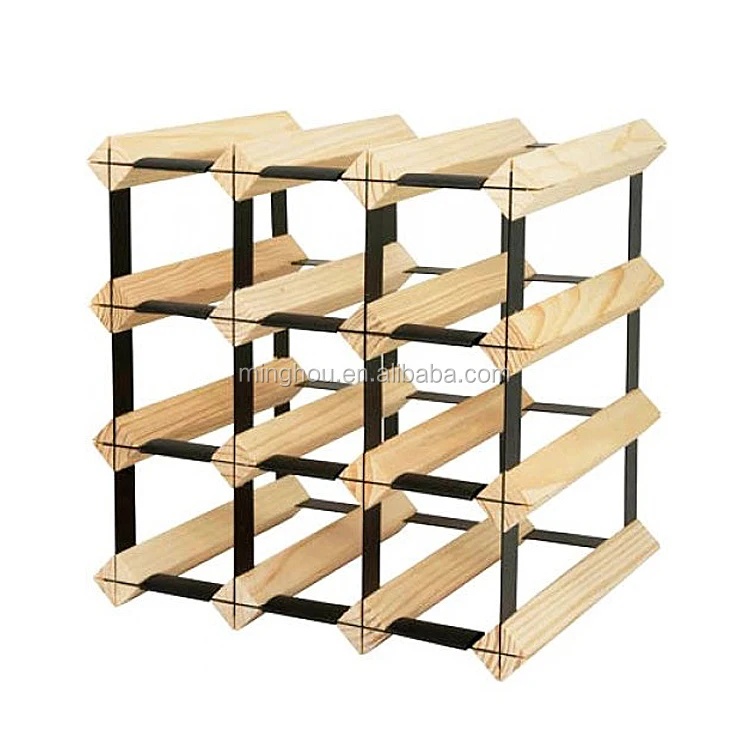 Factory wholesale  modern size  6, 9, 12 Bottles Wine Rack Galvanized Steel Timber Wine Racks for Wine Cellar
