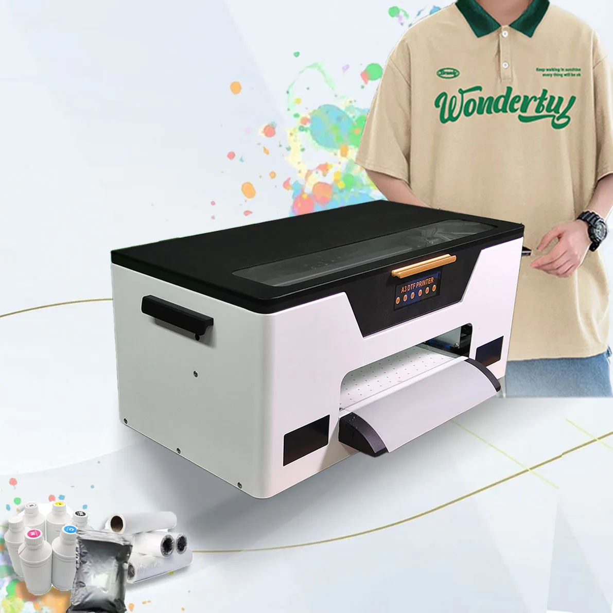 OEM Single XP600 Printhead Heat Transfer DTF Printer  Small Size Mini A3 A4 Garment DIY PET Filem Transfer Inkjet Printer