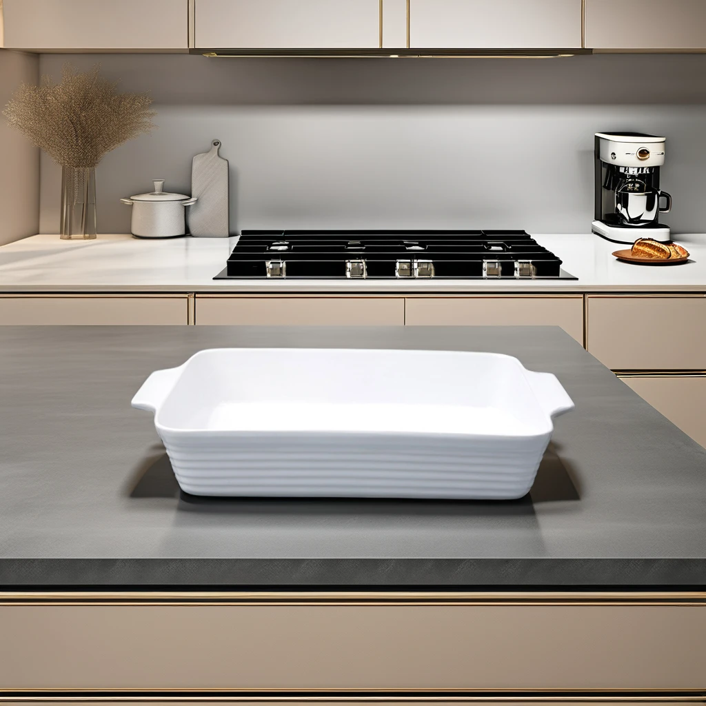 straight stripe rectangle square baking dish and pan custom logo ceramic bakeware with handle