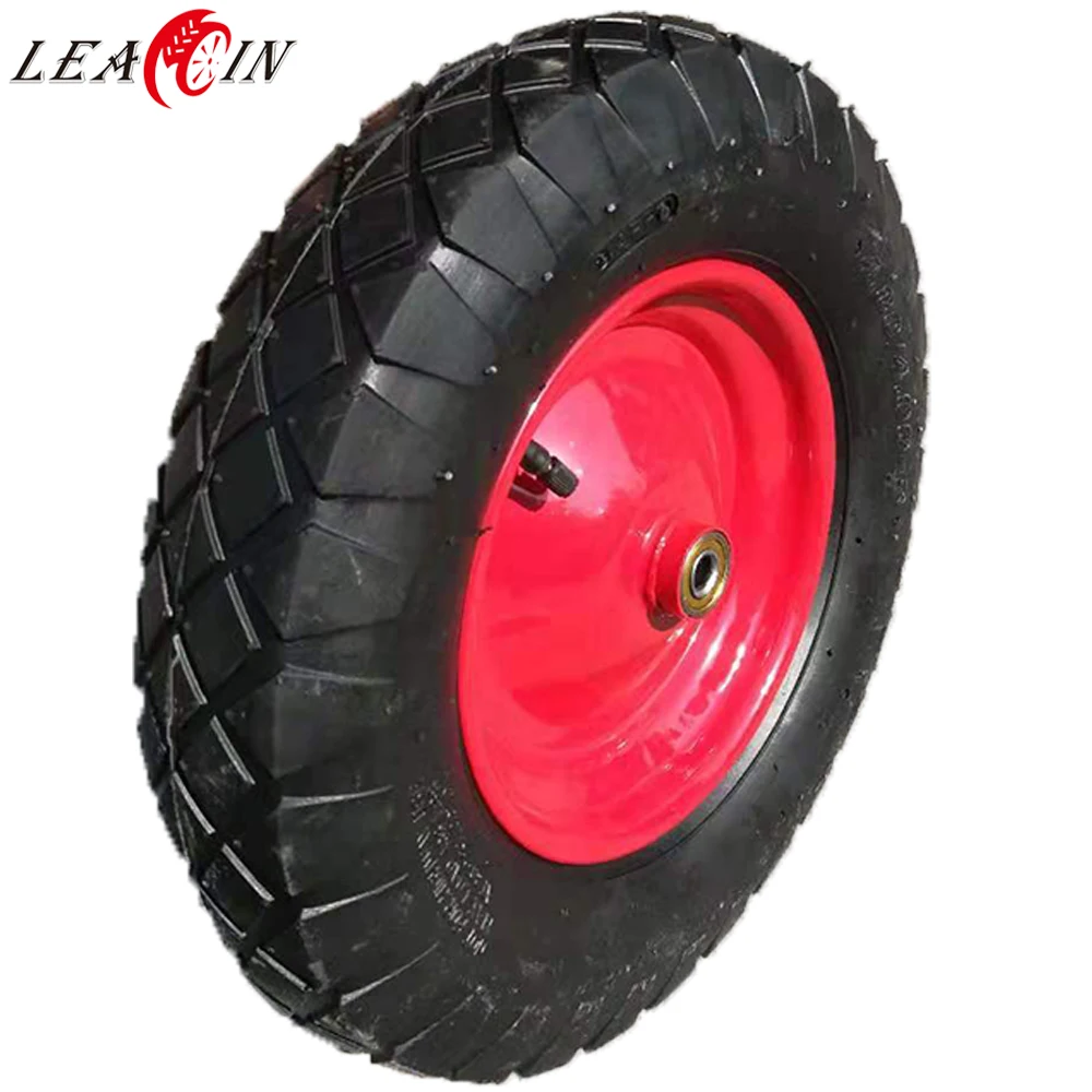 Good quality Red wheelbarrow trolley pneumatic rubber wheel 400-8 2PR for Poland Market