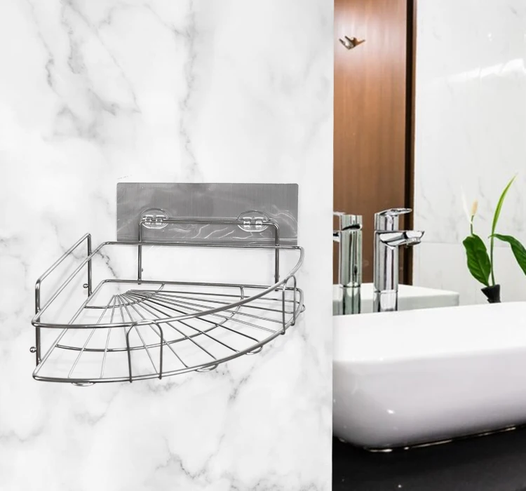Gel Pad Mounted Strongly Holding Power Stainless Steel No Install Tools Needed Bath Corner Shelf Caddy
