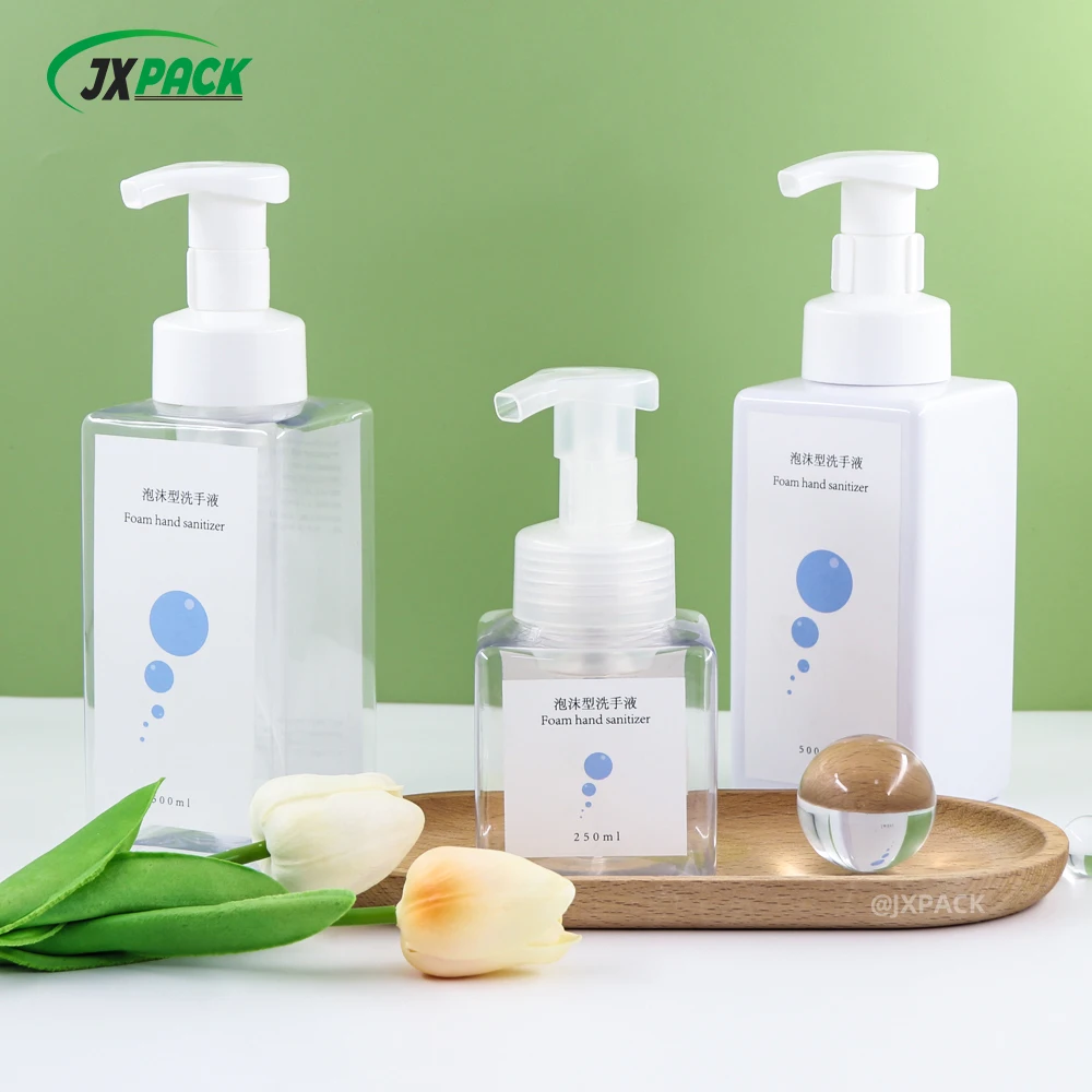 Factory Wholesale Foaming Soap Plastic Pump Bottles 15oz Cleanser Foam Bottle Square Foam Pump Bottle
