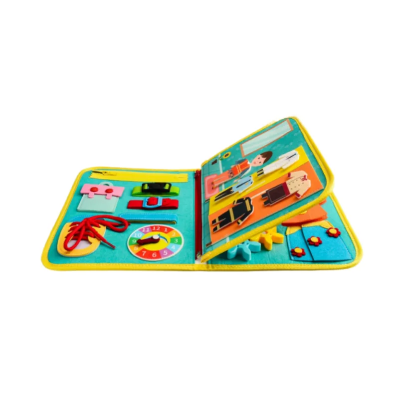 Felt Busy Board Montessori Educational Sensory Toys for Developing Basic Dress Motor Skill Toddlers Travel Toys for Plane Car