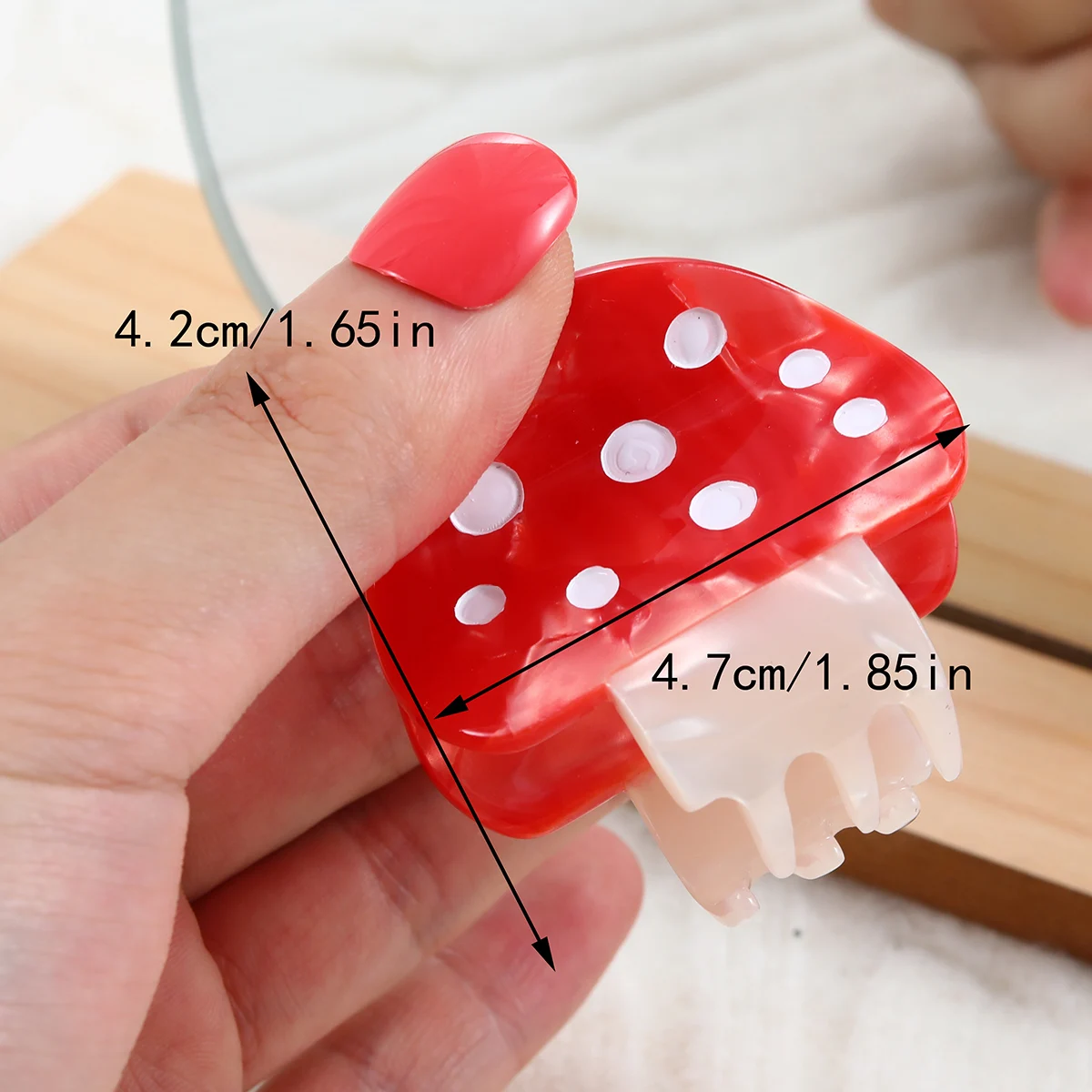 personalized acetic mini small cute mushroom hair claw clip for girl