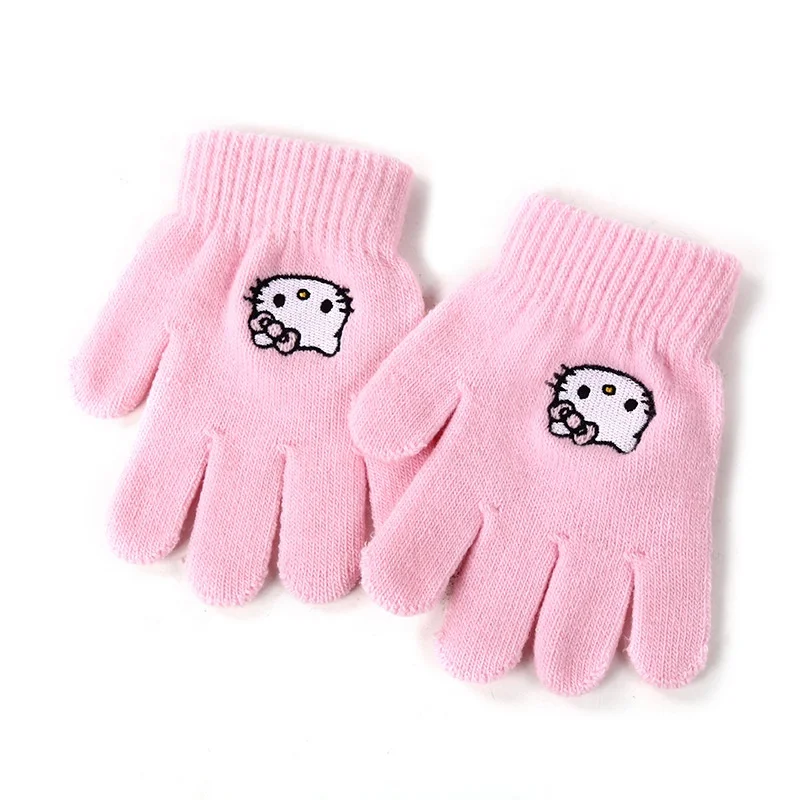 Custom cute children gloves winter warm fingerless mitten knit gloves