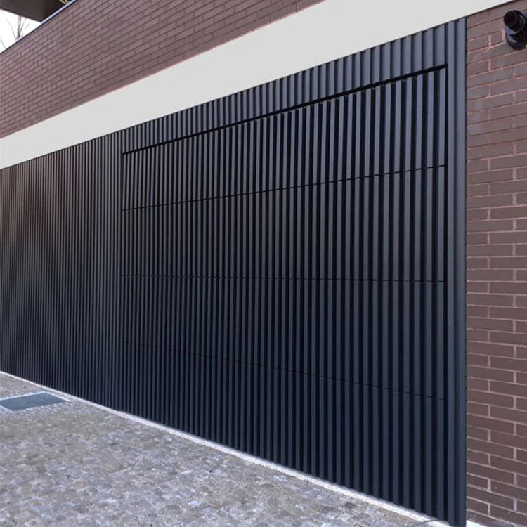 American luxury built-in house electric wooden appearance texture 16X7 slat combination garage door modern