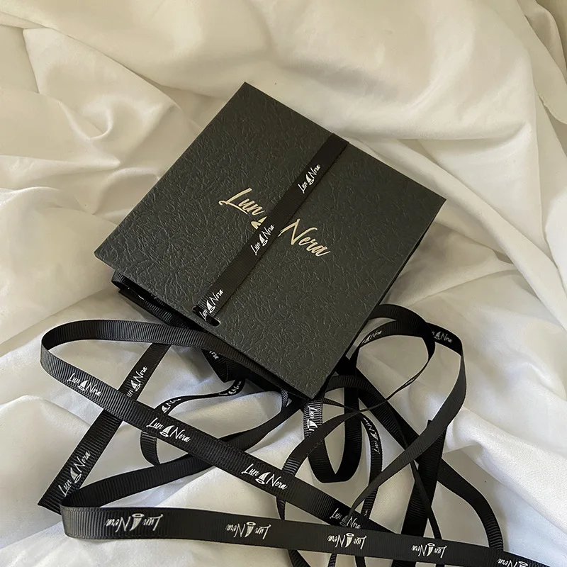 Cheap customized high-end jewelry box with ribbon magnetic packaging box beauty nail cosmetics packaging gift box