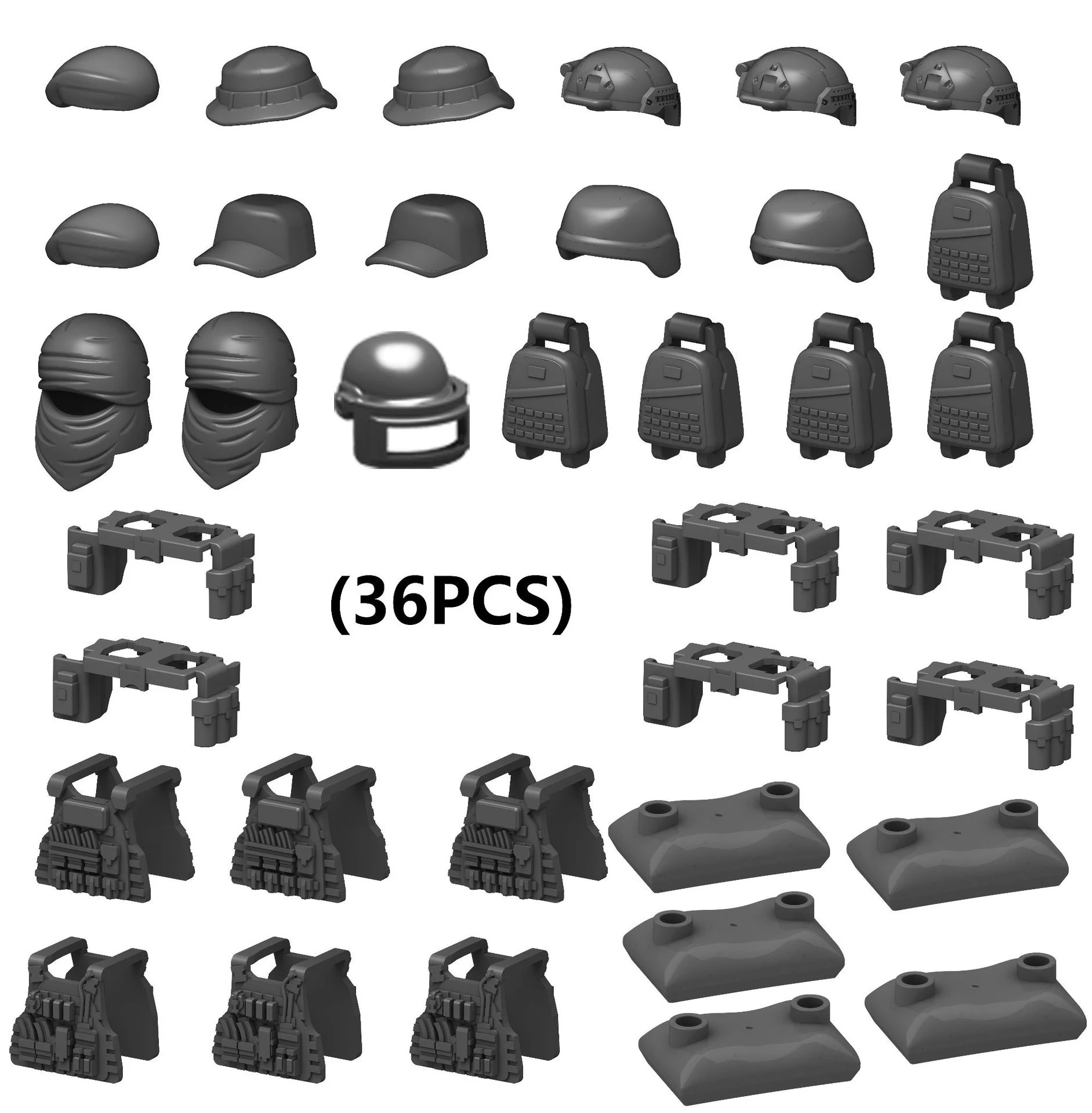 WW2 Accessories Military Weapon SWAT Mini Figure Assemble Building Blocks Kits Sandbag Model Brick Toys Kids