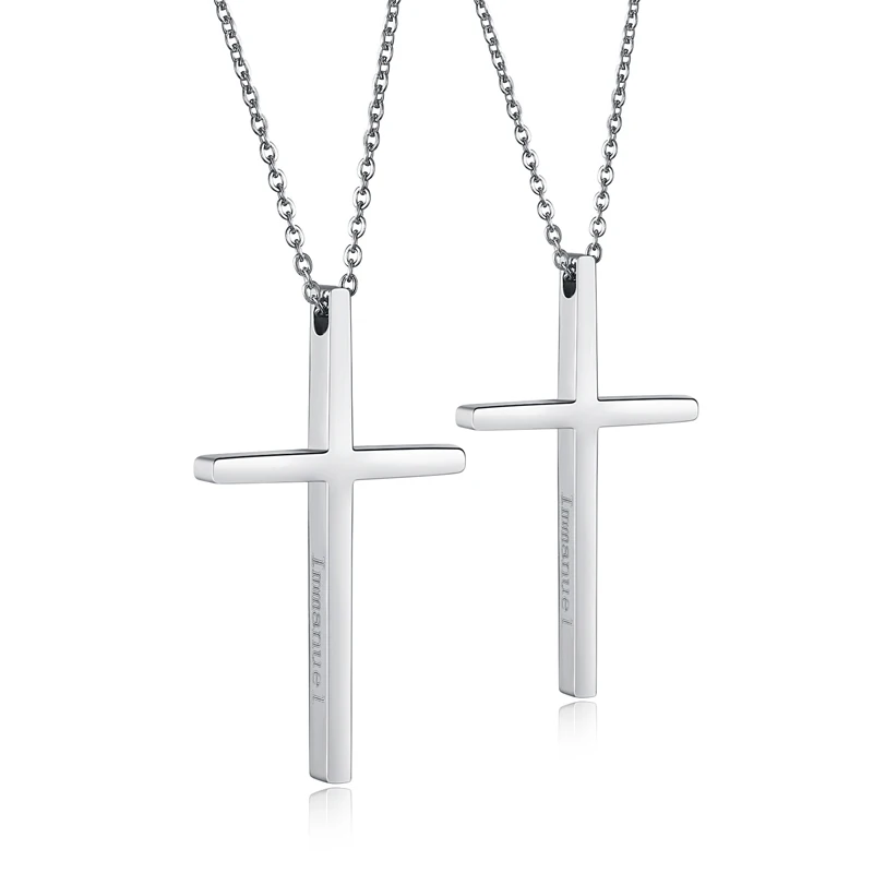 Fashion Jewelry Wholesale Titanium Steel Cross Simple Couple Necklace Personalized 925 Sterling Silver Necklace