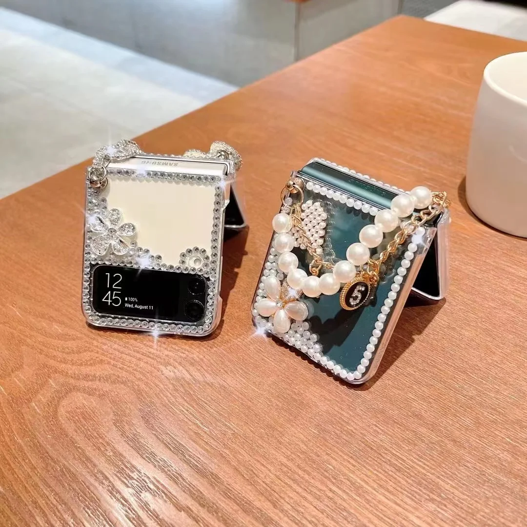 New Luxury 3D Handmade Series Sparkle Diamond Cell Phone Case For Samsung Z Flip 4 3 Case