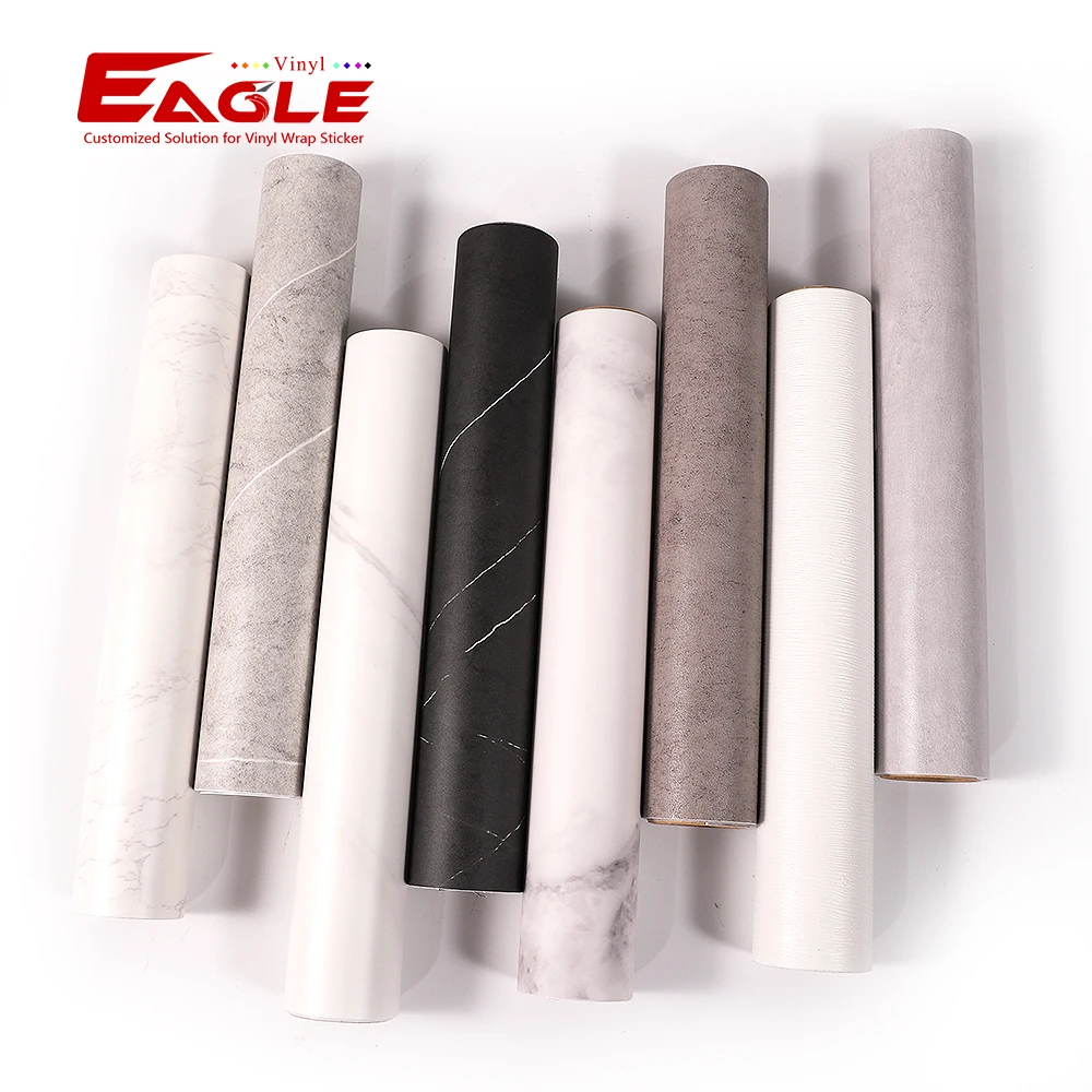 Modern PVC Marble Grain Decorative Film Furniture Wrap Self adhesive High Gloss Custom Window Glass Decorative Films