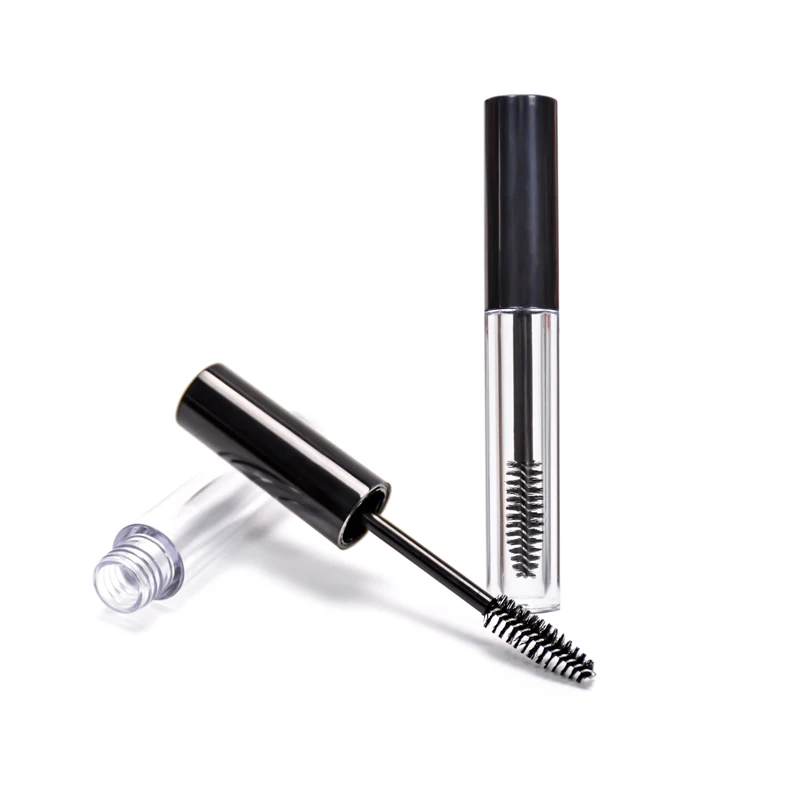 Empty Plastic Black Lip Gloss Cosmetic Clear Container Pen Eye Lash Mascara Packaging Tubes With Spoolie Wand Brush For Eyelash