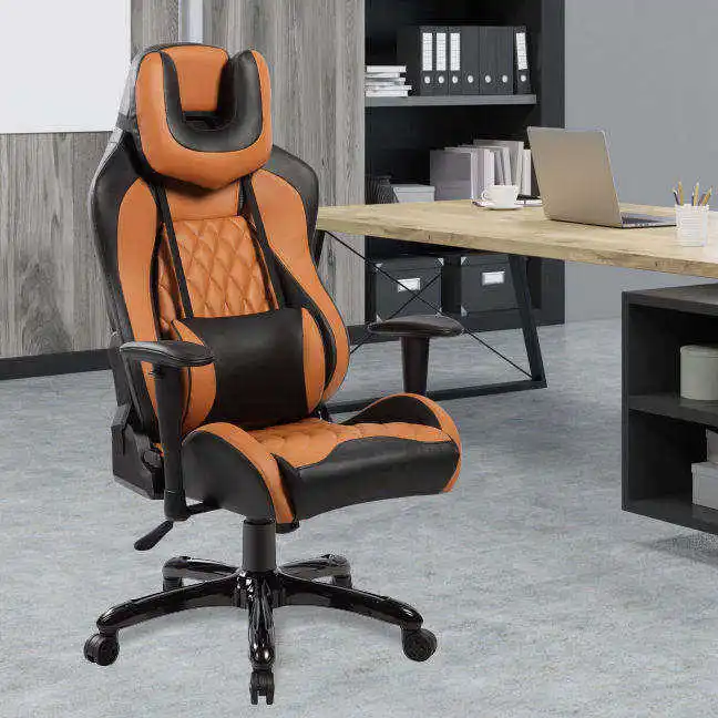 Hotsale Cheap Orange Black Height Adjust Recline Mechanism Gamer Gaming Rocking Pc Game Chair