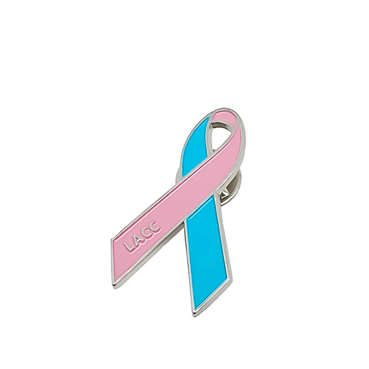 Custom Logo Mustache Blue Prostate Cancer Awareness  metallic Coat Ribbon Pin