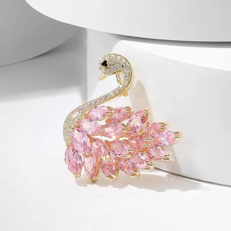 XZ-071 Swans Brooch High-end Atmosphere Luxury Cute Floral Japanese INS Personalized  Collar Pin Accessories