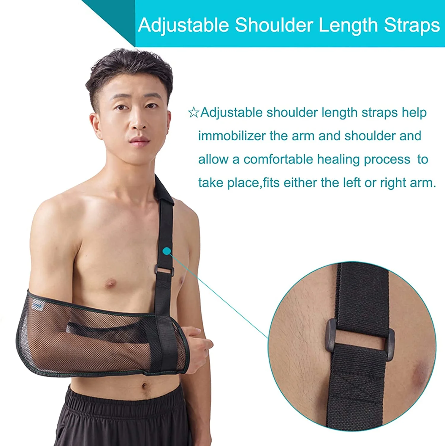 HKJD Adjustable Pouch Arm Sling Medical Orthopedic Mesh Arm Sling Black Broken Fracture Sling For Man And Woman