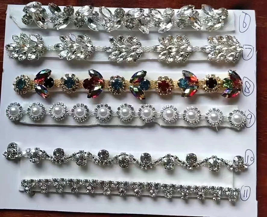 drill chain clothes trousers ornament rhinestones crystal shoe trim European American style clothing rhinestone chain