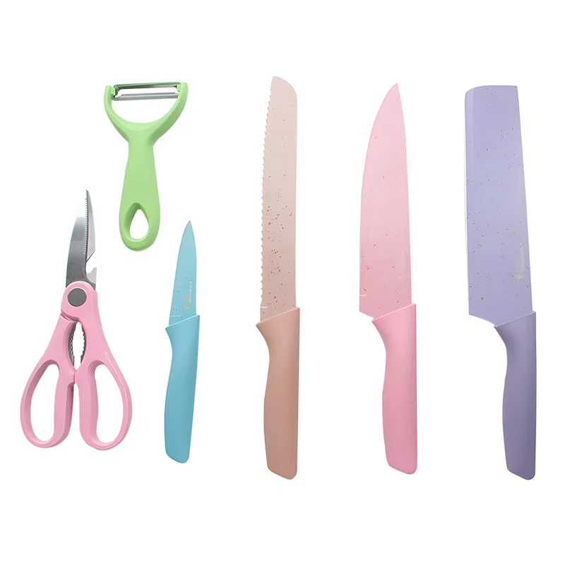 Sharp Blades Coating 5pcs Premium Gift Gradient  stainless steel  for kitchen restaurant Chef knives set